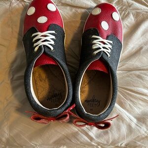 Monkey Feet Adult Red and Black Polka Dot Shoes